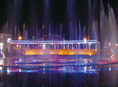 赤城文化广场夜景喷泉